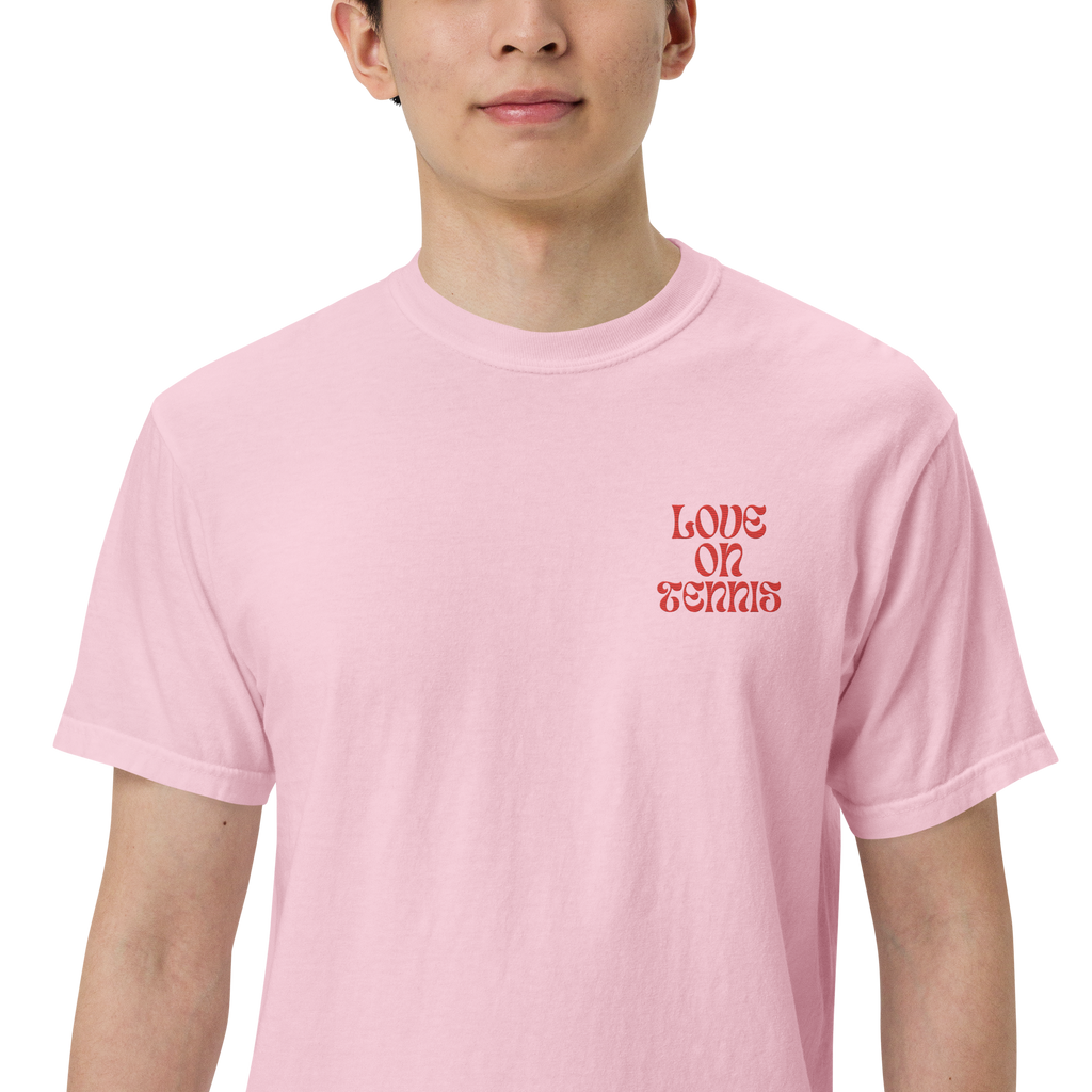Love on Tennis Unisex Garment-Dyed Heavyweight T-Shirt - Red Edition