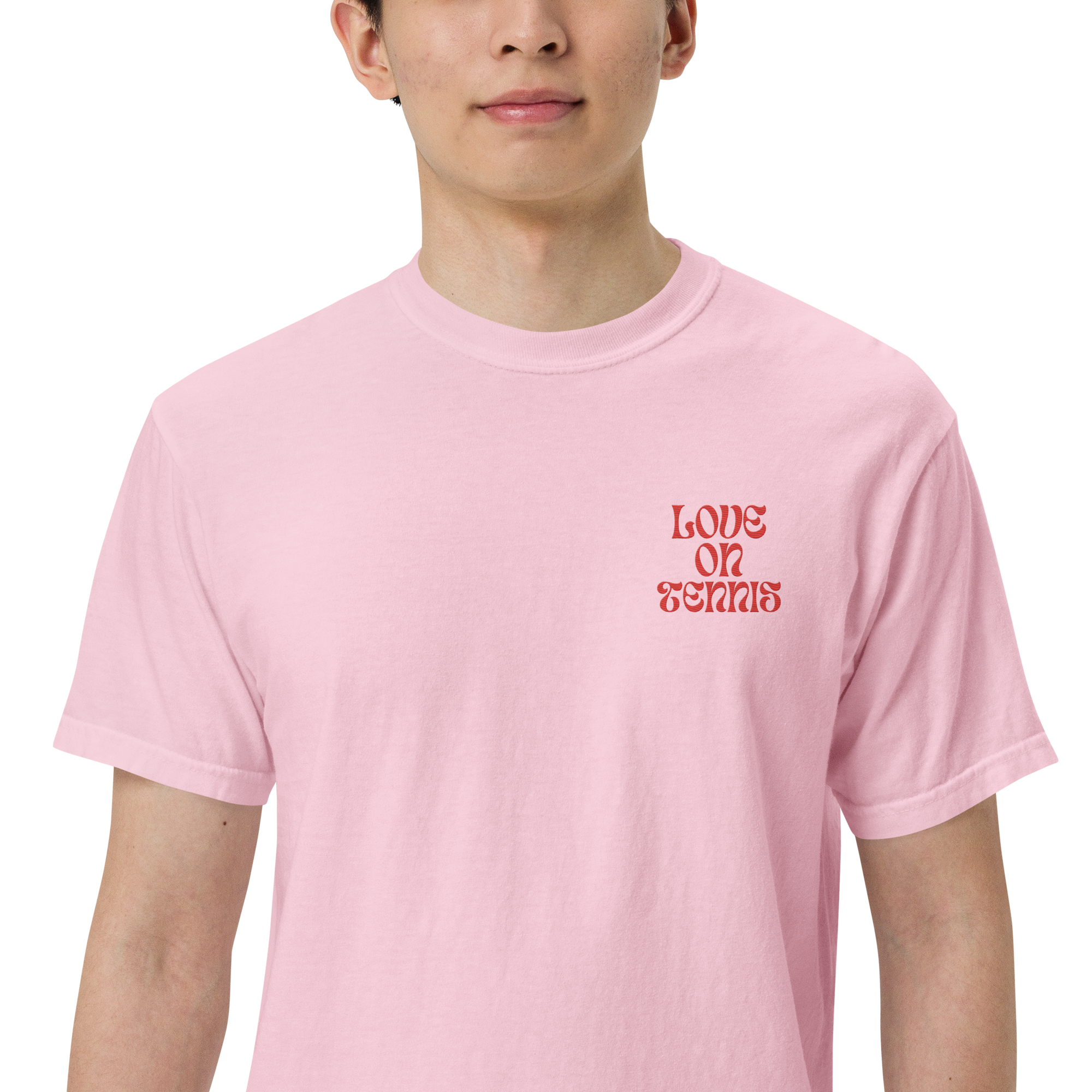 Love on Tennis Unisex Garment-Dyed Heavyweight T-Shirt - Red Edition