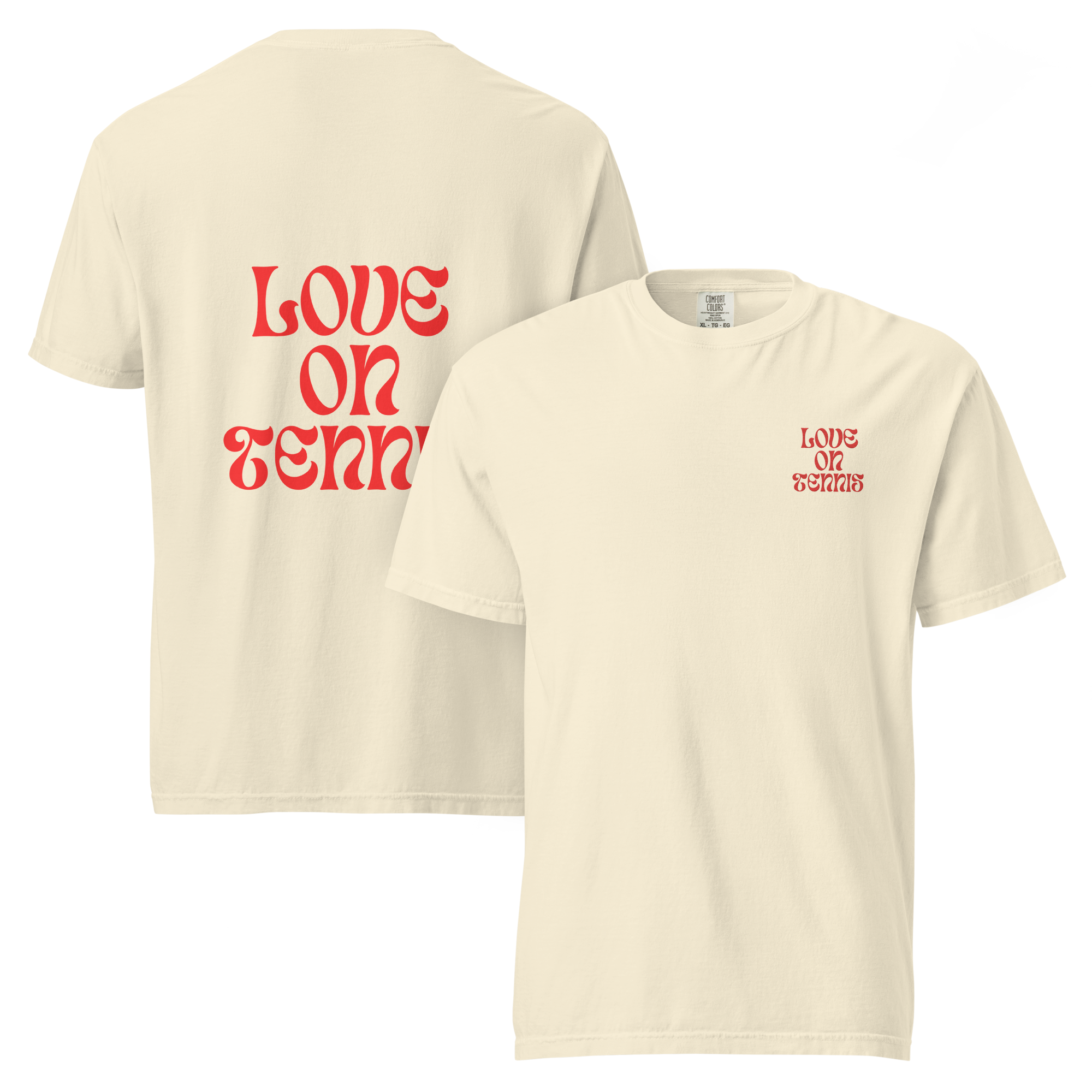 Love on Tennis Unisex Garment-Dyed Heavyweight T-Shirt - Red Edition