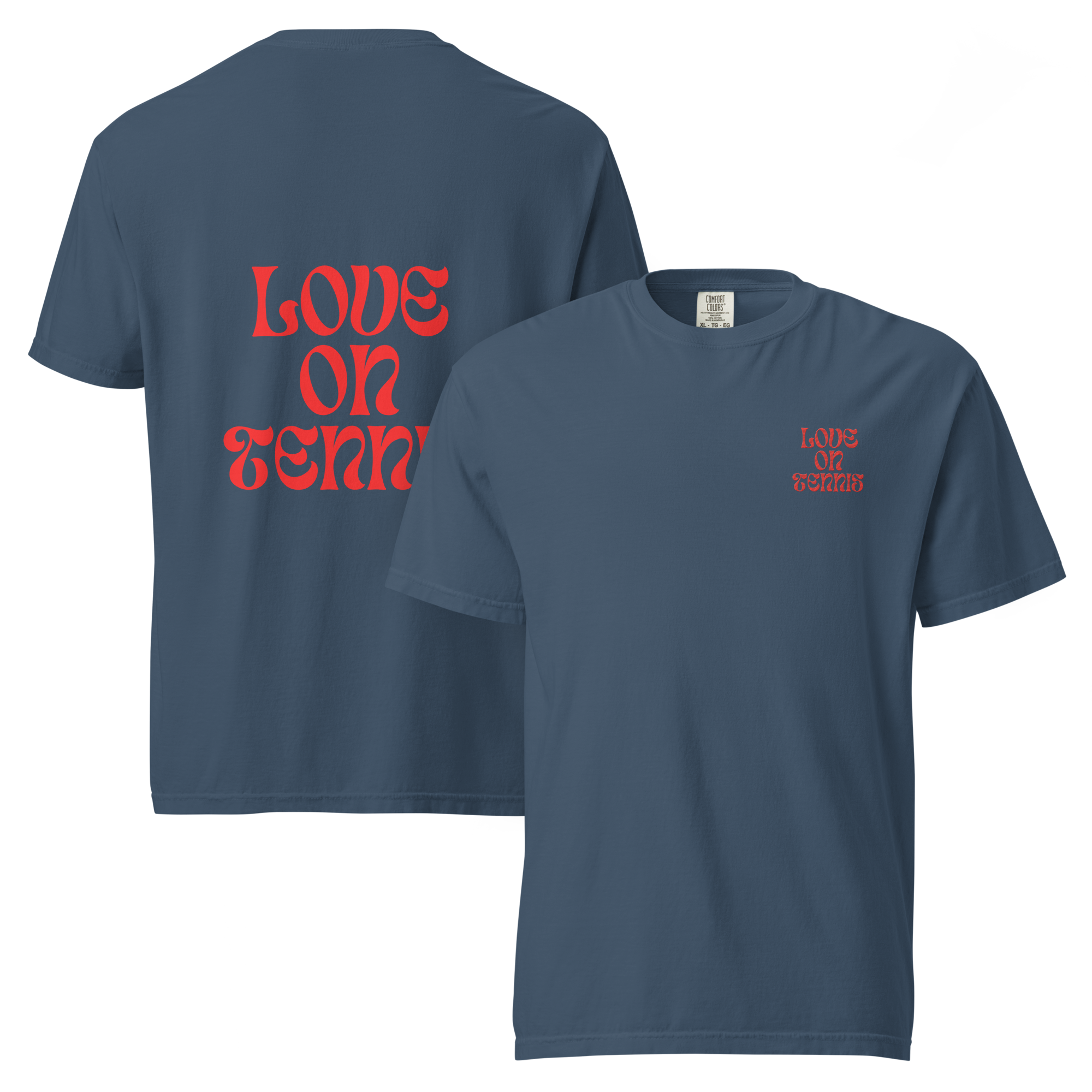 Love on Tennis Unisex Garment-Dyed Heavyweight T-Shirt - Red Edition
