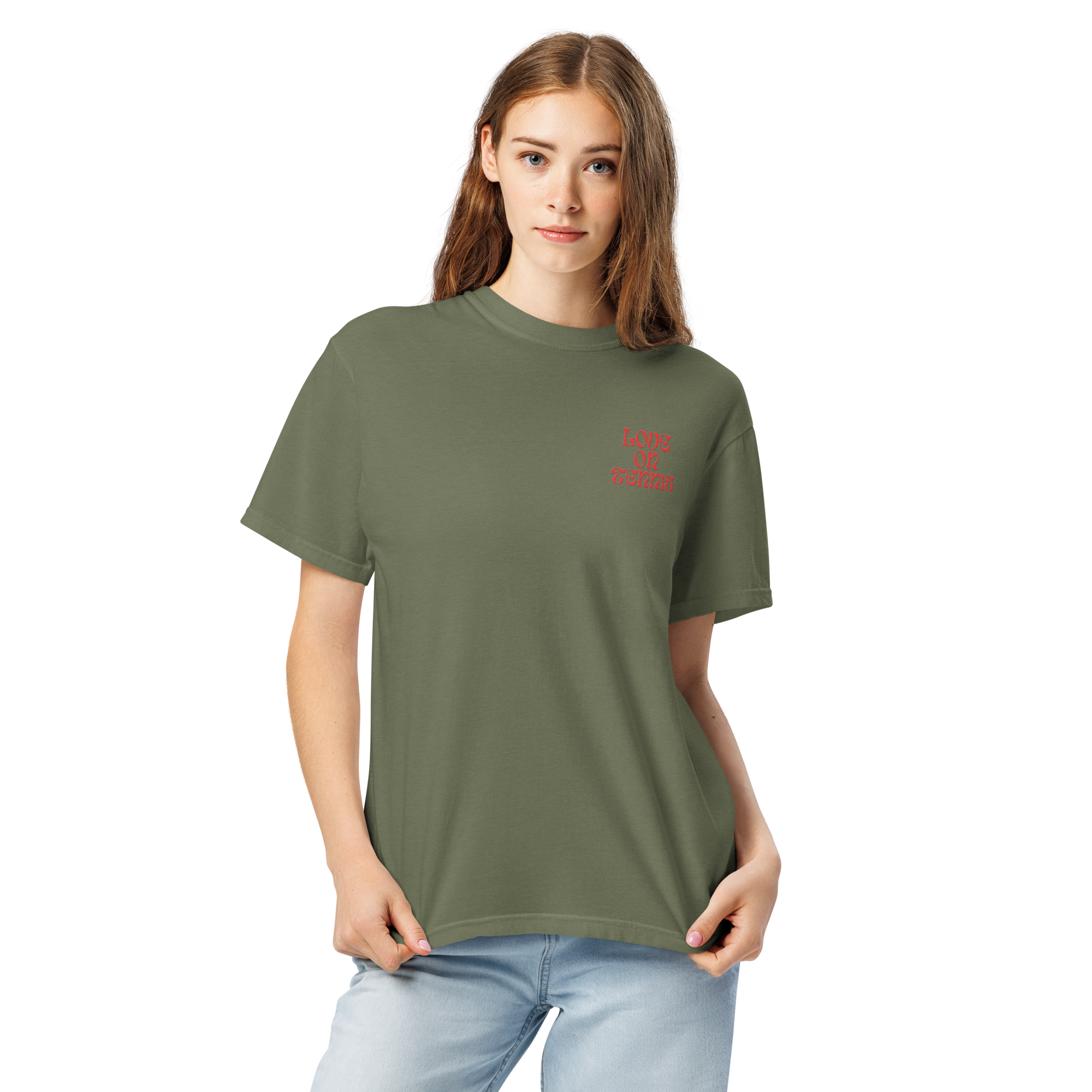 Love on Tennis Unisex Garment-Dyed Heavyweight T-Shirt - Red Edition