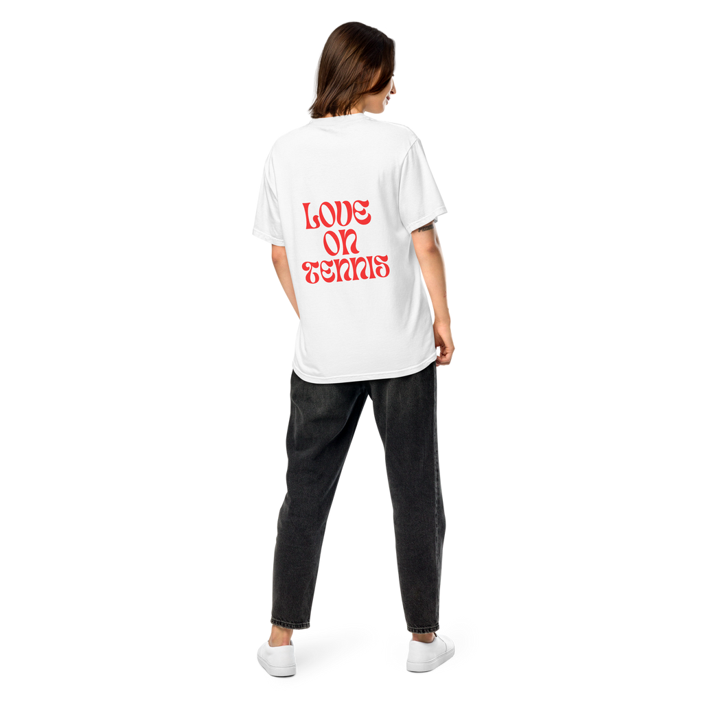Love on Tennis Unisex Garment-Dyed Heavyweight T-Shirt - Red Edition