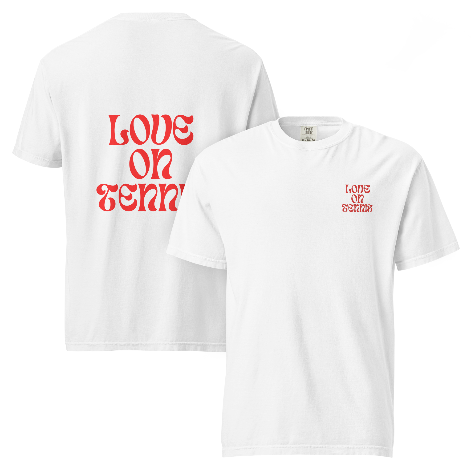 Love on Tennis Unisex Garment-Dyed Heavyweight T-Shirt - Red Edition